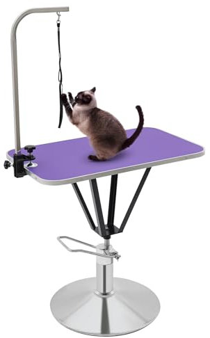 Vielrosse Hundepflegetisch, Höhenverstellbar Trimmtisch 75-85cm für Hunde und Katze, 360° Tischplatte Hydraulisch Anhebbarer Tierpflegetisch Tragfähigkeit 100kg
