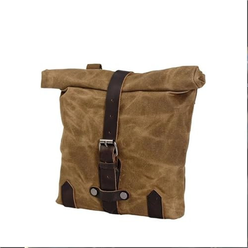 Leder & Satteltaschen Motorrad Seitentasche Im Retro Stil Ölwachs Kopftasche wasserdichte Werkzeugtasche Umhängetasche Motorrad Tasche(Khaki)