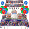 Décorations de fête d'anniversaire pour garçons - Vaisselle de fête pour enfants et garçons - Décorations de fête de super-héros Marvel Avengers - Décorations d'anniversaire avec bannière, ballons,