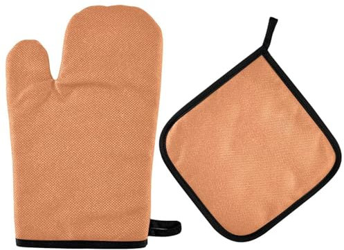Guanti e presine termoisolanti arancioni da cucina, 2 pezzi, per forno, cottura al forno