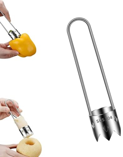 Descorazonador de frutas y verduras, descoraznador de pimientos, descorazondor de frutas y verduras de acero inoxidable, descoazonador de manzanas con mango ergonómico, utensilios de cocina (1)