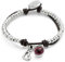 UNO de 50 Pulsera Bañadas En Plata De Ley Con Cuero Y Cristal De Murano Morado
