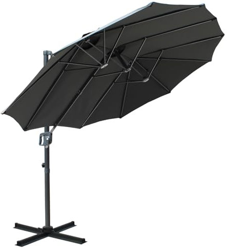 RANSENERS Ampelschirm Doppelsonnenschirm Oval 400x240cm - Schirmständer Optional - Sonnenschirm mit 360° Drehbar - UV50+ Stoff Schützen Sie sich vor Sonnenstrahlen im Garten