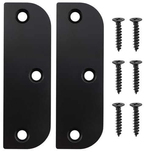 CChiai 2PCS Door Hinge Filler Plate Kit 3.5 in. Matching Screws Stainless Steel Door Hinge Spacer Blank Metal Door Edge Filler Plate Spacer for Covering Jamb Mortise Black
