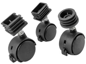 4 quadratische Kunststoffrollen mit Bremse – Universal-Möbelrollen mit Feststellfunktion(20x20mm)