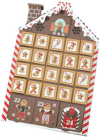 Holzhaus Adventskalender mit 24 Schubladen Weihnachten Advent Festival Ornament für Kinder Erwachsene Geschenk Überraschungen Familie Weihnachtstradition