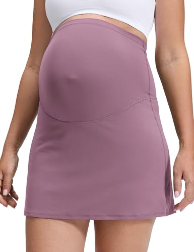 CRZ YOGA Maternité Jupes de Golf Une Ligne 36.8cm | Butterluxe, Short Intérieur, Très Doux, Décontracté, Haut Taille sur le Ventre, Grossesse Postpartum