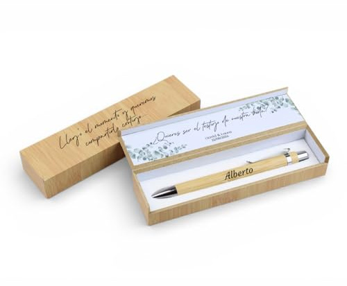 Regalisimos Bolígrafo personalizado testigo boda con nombre y dedicatoria, con texto