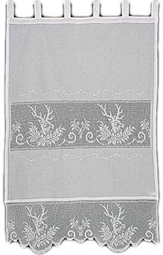 Hossner Seitenschal Hirsch 180x90 cm H/B | Farbe: weiß | Store Vorhang Fenstergardine