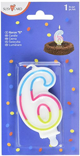 Susy Card 40012117 - Zahlenkerze '6', 9 centimeters