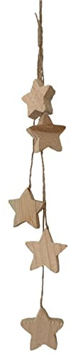creativ home Holz- Stern- Girlande Simple Sternhänger mit 5 Sternen 5 cm. Länge ca 45 cm. Natur. 4316521-69