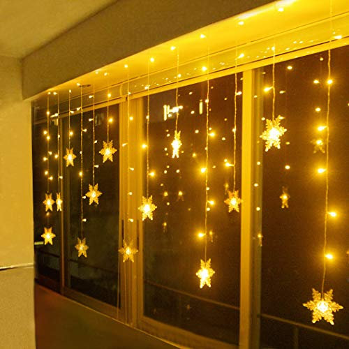 LED Lichterkette, Schneeflocke Fenster, Weihnachtsbeleuchtung Innen Warmweiß für Weihnachten Geburtstag Party Hochzeit, 94er LEDs Lichtervorhang Außen IP44 31V Niederspannung 8 Modi 3,6M x 1M