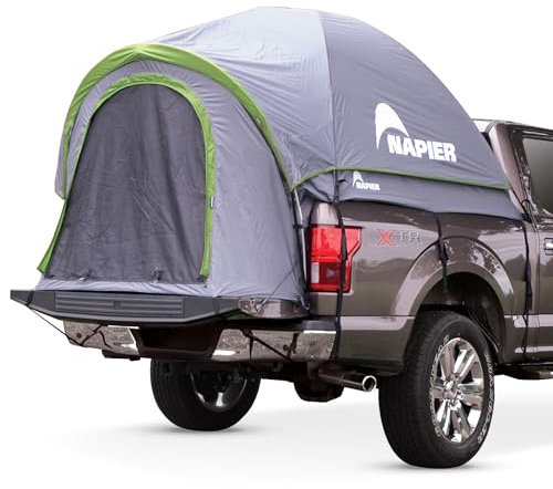 Napier Backroadz LKW-Campingzelt – wasserdichtes 2-Personen-Zelt kompakte Aufbewahrungsbox – Stabiler Camp- & Abenteuerunterstand, LKW-Zubehör – grau/grün, normales Bett in
