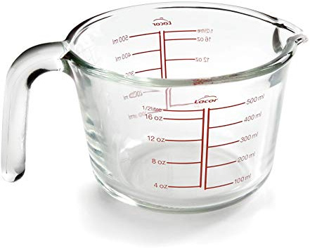 Lacor 67133 - Brocca di misura, vetro borosilicato, 0,5 L | Utensile professionale duraturo; progettato per prestazioni ottimali e una pulizia rapida in lavastoviglie