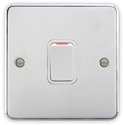Deta 1933CHW Double Pole Switch - 20 Amp (Polished Chrome/White Insert)
