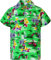 King Kameha Funky Hawaii-Hemd, Herren, Kurzarm, Flamingos, Loud-Grün, XL