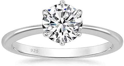 Zakk Damen Solitärringe Silber 925 Zirkonia Verlobungsringe Trauringe Eheringe Antragsring Hochzeitsringe (Silber,52 (16.6))