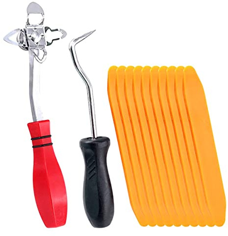Swpeet Lot de 12 outils de réparation de pare-brise et de verre, y compris 48600 Décalage de la bande de verrouillage de pare-brise et crochets de démontage de tuyau avec embout conique