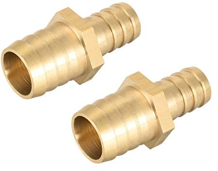 sourcing map Raccords Cannelés en Laiton Droits de 15 mm à 21 mm 2pcs | Raccord Réducteur Droit de Tuyau Connecteurs Barbelés pour Eau, Gaz, Huile, Carburant, Bateau, Tube de Trachée