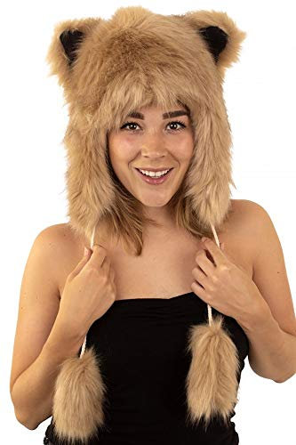 shoperama Fuchs Plüsch Mütze mit Ohren aus Kunstfell Braun Kostüm-Zubehör Fell-Mütze Karneval