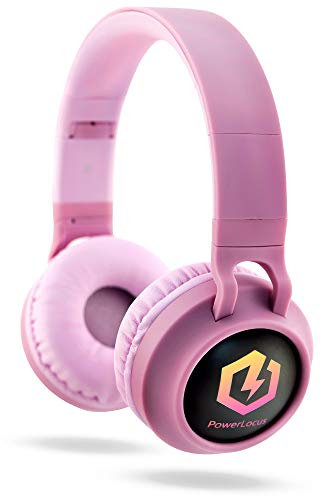 PowerLocus Kinderkopfhörer Bluetooth, Kinder Kopfhörer Over-Ear mit 85db Lautstärkebegrenzung LED-licht Faltbare HD Stereo Kabellose und Kabel, eingebautes Mikrofon für Handy, Tablet,PC,TV