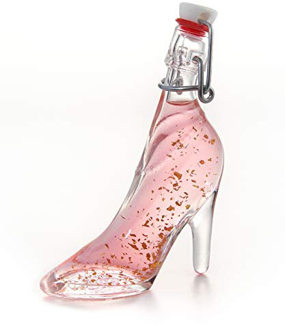 Pink Gin with Gold | Lady Shoe Shaped Glass Bottle with 22 Carat Gold Flakes | 40ml | (Pink Gin 18%)