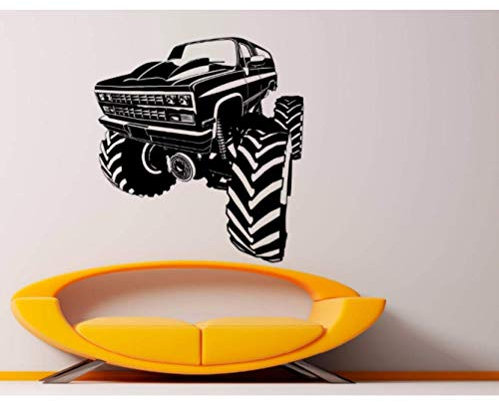 Monster Truck Wandtattoo Vinyl Aufkleber Junge Spielzimmer Dekoration Kinderzimmer Dekoration Wandkunst Poster 56X60Cm