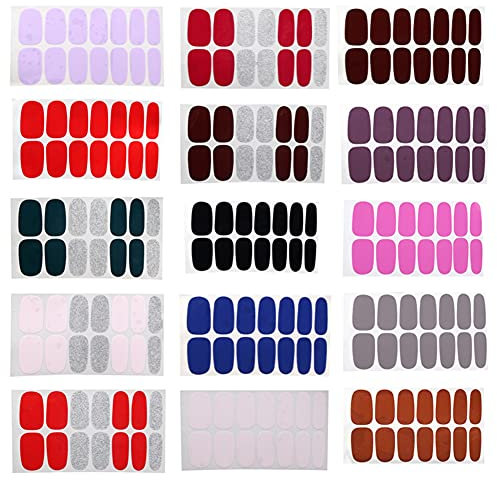 Nail Wraps Real Polish Strips Solid Color 16 Sheets Sticker Nails Wrap Nail Decals Stickers Stick On Adhesive For Women With Nail File Girls Adhesive Peel And Stick (Solid Color)