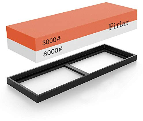 Dysetcs Schärfstein Wetzstein Doppelseitiger 3000/8000 Körnung Profi Schleifstein Messer Schärfstein Set mit rutschfester Gummibasis Nasssteine für Küche, Braun