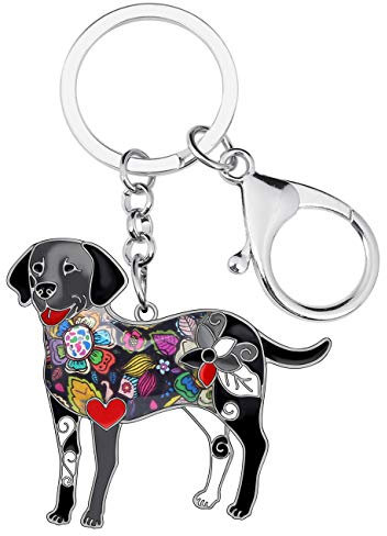 NEWEI Emaille Labrador Schlüsselanhänger Hund Cute Labrador Geschenke Für Damen Frauen Mädchen Hundeliebhaber (Schwarz)