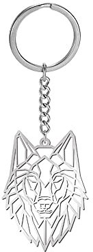 Amaxer Porte-clés en forme d'origami en acier inoxydable - Motif géométrique creux - Unisexe - Pour les amoureux des animaux
