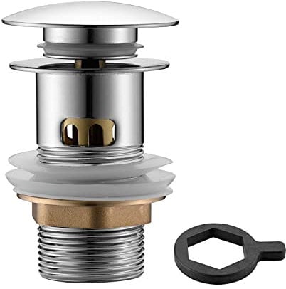 Ibergrif M20507, Bonde de Lavabo Pop-up Universel - Bouchon Lavabo Salle de Bain avec Trop Plein, Bonde Clic Clac Anti-Blocage, Résistant à la Corrosion, Bonde de Vidage avec Outil D'installation
