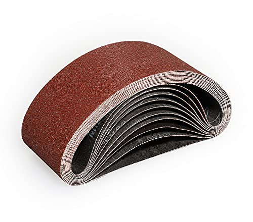 Sruhrak Bandes Abrasifs 75x533 mm-10 Pièces de 80 Grain Bande Ponceuse pour Ponçage et Polissage avec Ponceuse à Bande