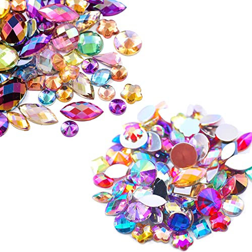 Hazrcvr Schmucksteine Set 800 Stück Glitzersteine Strasssteine Acryl Glitzersteine zum Basteln Bunte Strasssteine in Verschiedenen Formen und Größen Acryl Bunt Edelstein Deko Strass für DIY Handwerke