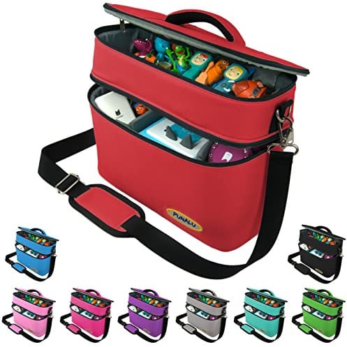 PUNALU große Tasche für Toniebox, Tigerbox viel Platz für Tonie Hörfiguren, Tigercard, Ladegerät, Kopfhörer, Tonie Figuren Transporttasche ideal für Toniebox Starterset - Toniebox Tasche (rot)