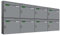AL Briefkastensysteme Basic 8er Briefkasten RAL 9006 Weiß Aluminium Silber Edelstahl-farbig 8 Fach DIN A4 wetterfest Briefkastenanlage mit Posthaltebügel und 2 Namensschildern
