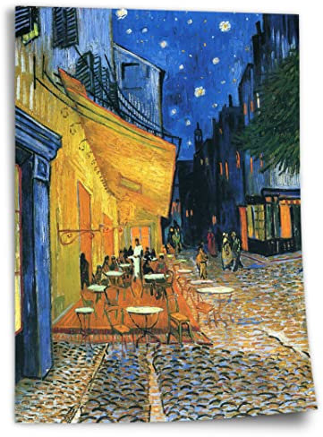 Poster Vincent van Gogh - Nachtcafé/Nachts vor dem Café an der Place du Forum in Arles (1888) Kunstdruck ohne Rahmen, Wandbild - A4, A3, A2, A1, A0, XXL - Wohnzimmer, Schlafzimmer, Küche, Deko