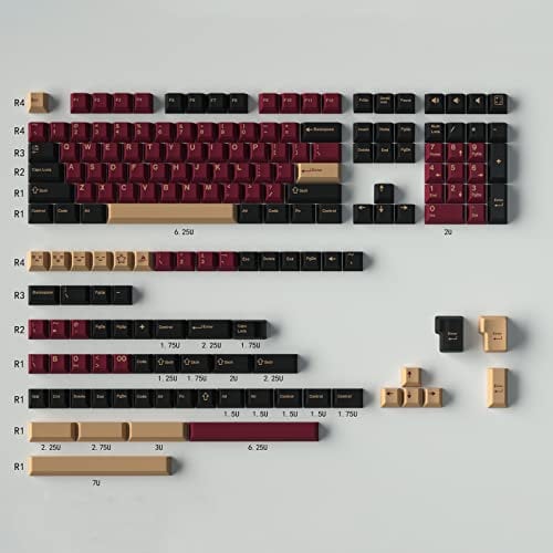 Double Shot Tastenkappen 173 Tasten Cherry Profil Red Samurai Keycaps Set für ANSI/ISO Layout Cherry MX Switches Mechanische Gaming Tastatur