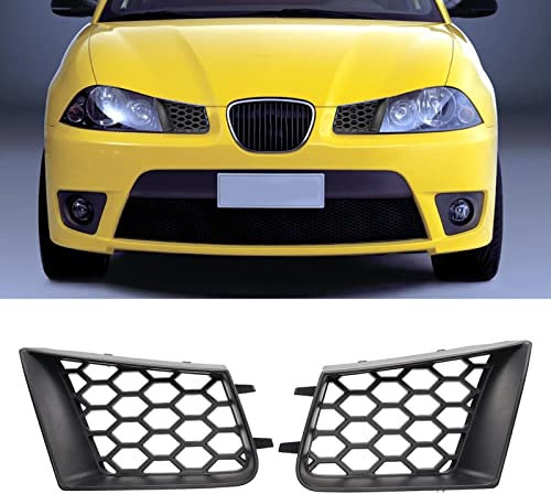 Parrilla Delantera Superior Qiilu Parrilla Superior del Parachoques Delantero de 2 Piezas Izquierda Derecha Negro Brillante Recambio para Seat Ibiza Cordoba 6L 2002‑2009