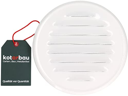 KOTARBAU® Lüftungsgitter ⌀ 150 mm Zinkblech Weiß Abluftgitter Verschrauben Flansch Insektschutzgitter Belüftungsgitter Entlüftungsgitter Lamellengitter