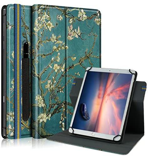 DINGGUAGUA 10.1 Inch Tablet Case Universal,Folio Cover For All 9 10 11 Tablet,Case Compatible with Lenovo/Samsung/Huawei/TECLAST/Fusion 5,Blossom