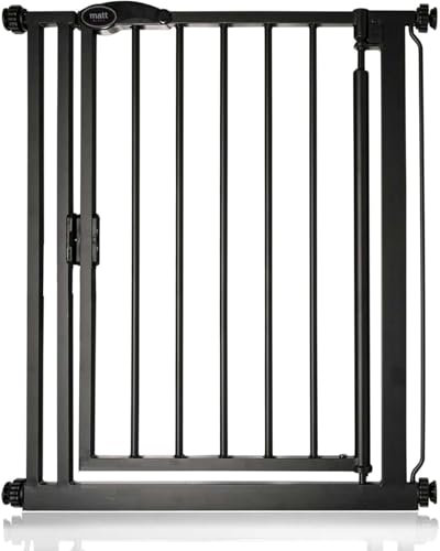 Bettacare Barrière de Sécurité à Fermeture Automatique, Barrière de Sécurité à Pression pour Bébé, Sécurité pour Portes et Couloirs, Étroit, 61cm - 66,5cm, Couleur Noir Mat