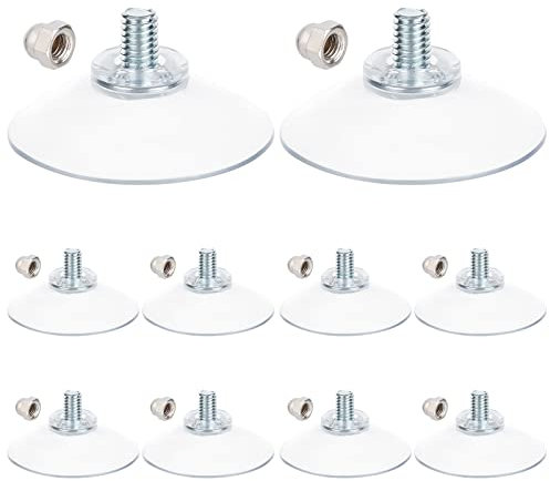 GORGECRAFT 12PCS Targa Ventose Ganci Trasparenti Diametro 42Mm Forti Ventose Portabiceri Bagno Cucina Mensola Accessori con Ferro M6 Dado per Panno Ombra Piatto Acrilico