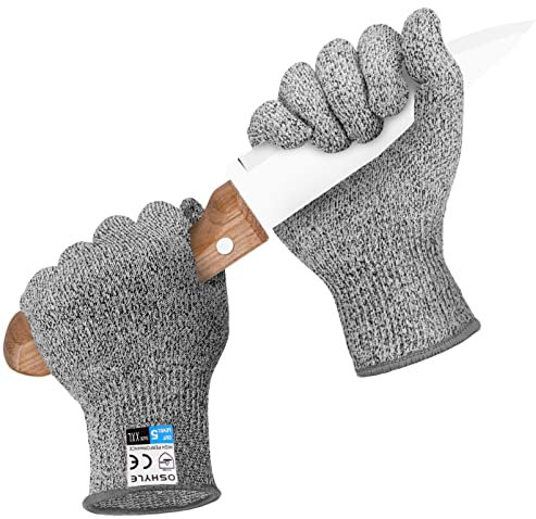 OSHYLE Schnittschutzhandschuhe mit High Performance Level 5 Schutz, Lebensmittelsicherheit, Arbeitshandschuhe für die Küche, Mandolinenschneiden, Fleischschneiden und Holzschnitzen (XXL)