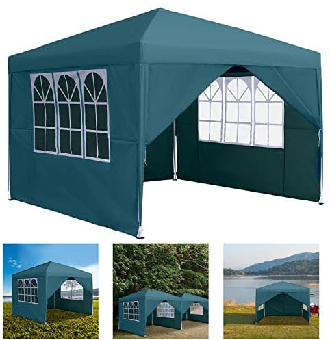 Aufun Pavillon 3x3m Wasserdicht Gartenpavillon mit 4 Seitenteilen und Fenstern für Garten, Partys, Hochzeiten, Picknicks, faltpavillon aus Oxford Metallrahmen, stabil UV-Schutz, Grün