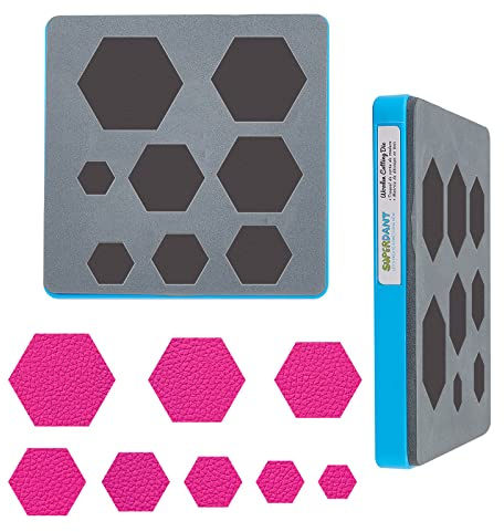 SUPERDANT Hexagon DIY Wooden Die Cutting Tool 8 Size 15x15cm | Hexagon Pendant Leather Cutting Dies for Leather Patchwork Patches Keys Kids Backpacks Luggage Cat Dog Collar Accessories