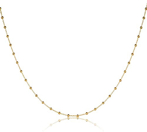 namana Collana a catena in argento Sterling 925 da donna, in argento, oro o oro rosa, collana a catena con perline per donne e ragazze, graziosa collana a catena a sfere con piccole perline in argento