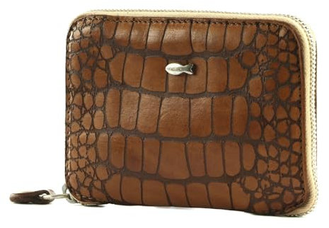 Campomaggi Geldbörse Leder 10 cm - Brown, Tierdruck, Rindsleder, Unisex-Erwachsene, Female, Leder, Schlank, Klassisch, Minimalistisch, Tiere, Minimalist, 6 Taschen, 1 Abteilung, Geldbörse