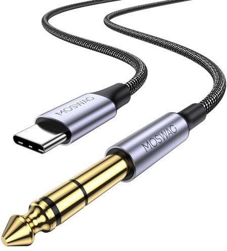 MOSWAG USB C to 6.35mm 1/4 TRS Audio Stereo Cable 32.8FT/10Meter, Type C to 6.35mm TRS Aux Jack Stereo Cable for Amplifiers, Home Theater, Mixing Console, Electric Bass Guitar Amp, Monitor Headphones