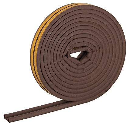 HELPMATE Bande d'étanchéité autocollante pour fenêtres et portes - Joint de fenêtre/porte pour isoler des fentes de 2,5 à 5 mm de large - Ruban d'étanchéité 9 x 5,5 mm (profil P | 18 mètres | Marron)